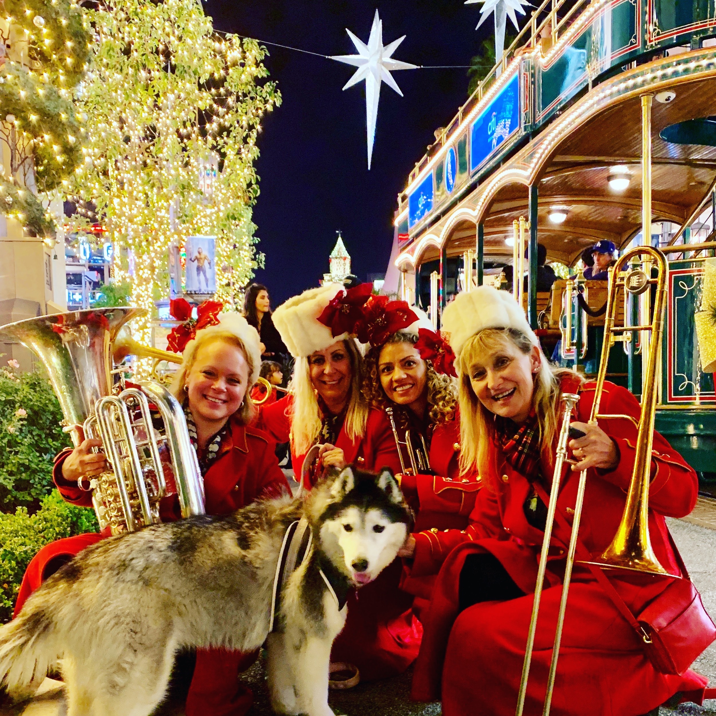 Belle Air Brass outdoor holiday night performance