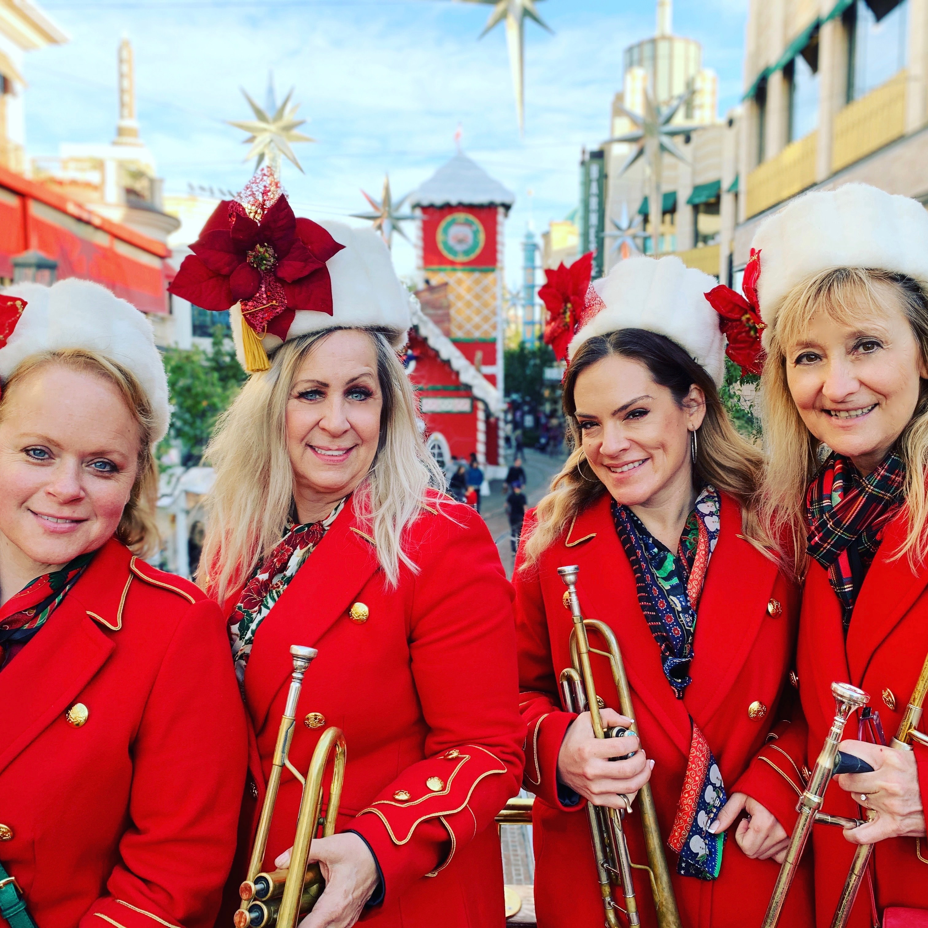 Belle Air Brass at The Grove in holiday uniforms